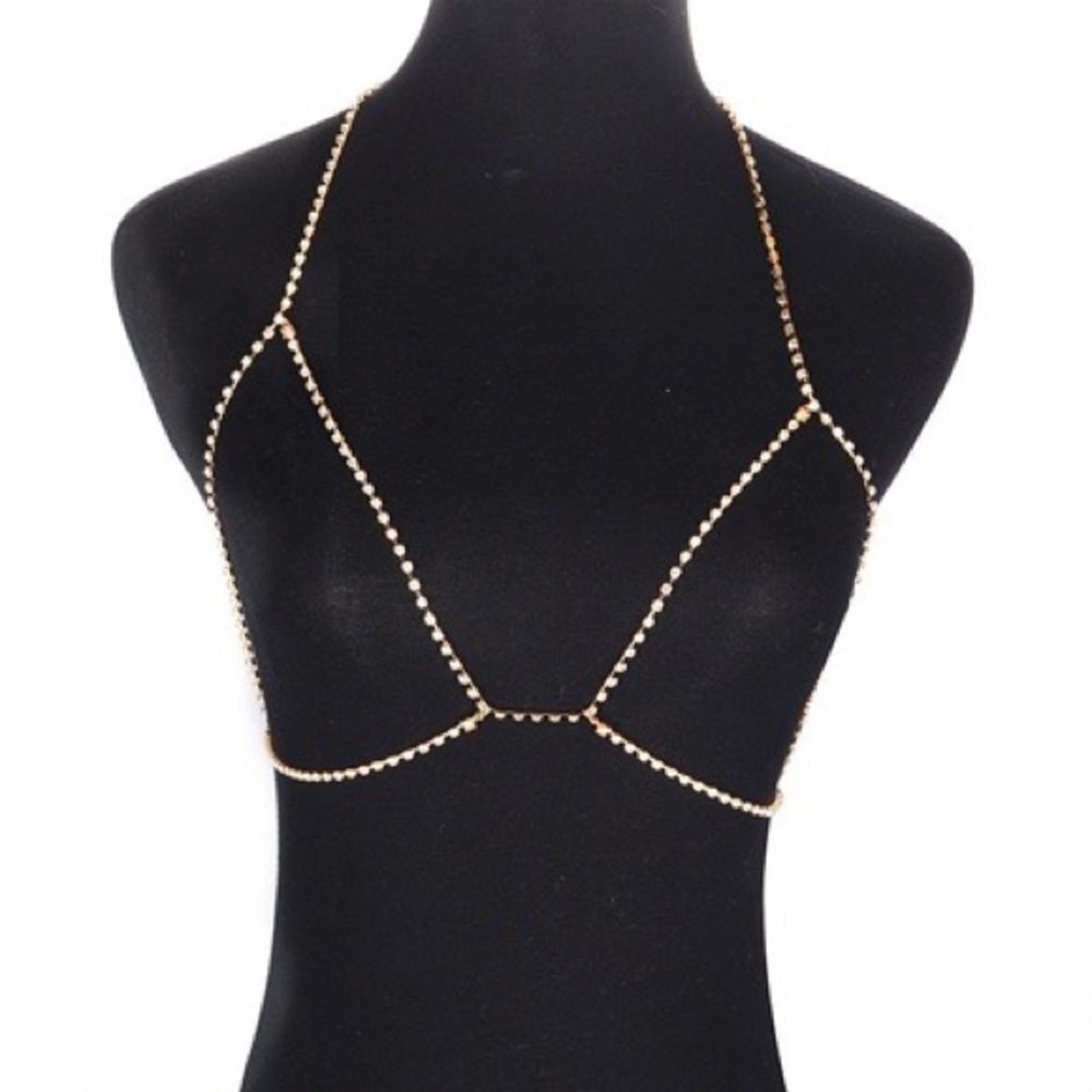 Stunning Gold Full Rhinestone Body Chain Body Jewelry - Picture 2 of 4